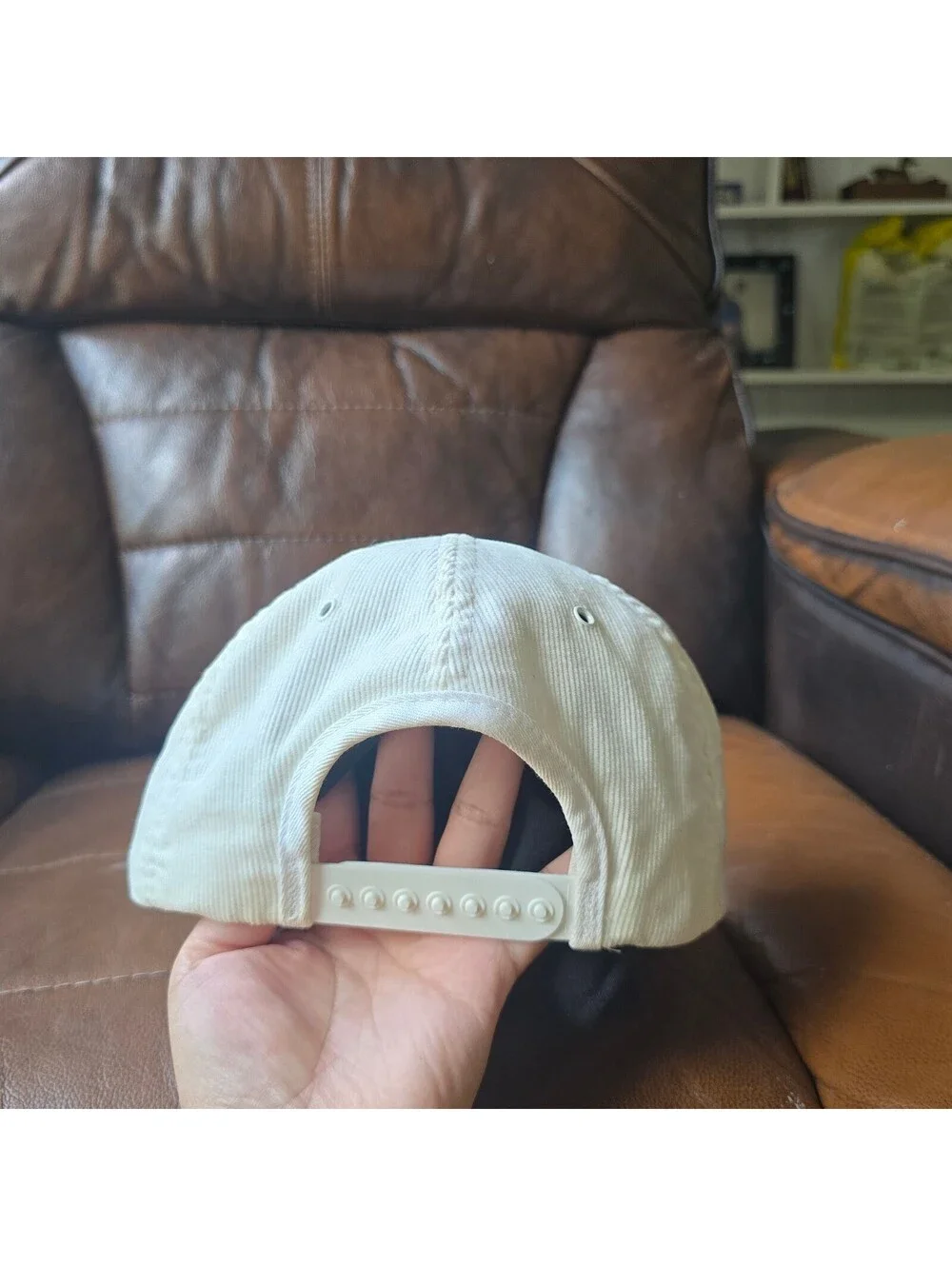 Vintage Firestone USA Olympic Rings Corduroy Snapback Hat Cap Off White Cream
